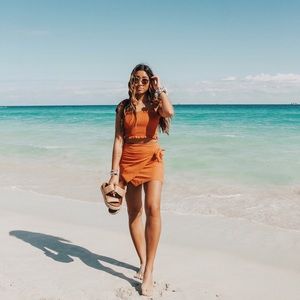 Women's Orange Wrap Skirt
